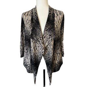 FRANK LYMAN Jacket Cardigan Size 12 Reptile Print Gold Metallic Accents